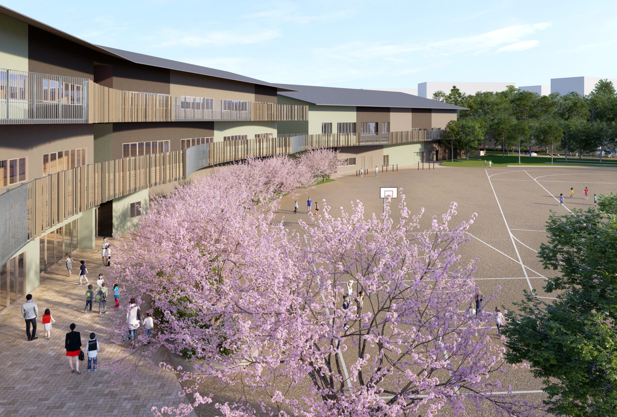 Tsurukawa Chuo Elementary School | ©Kengo Kuma & Associates